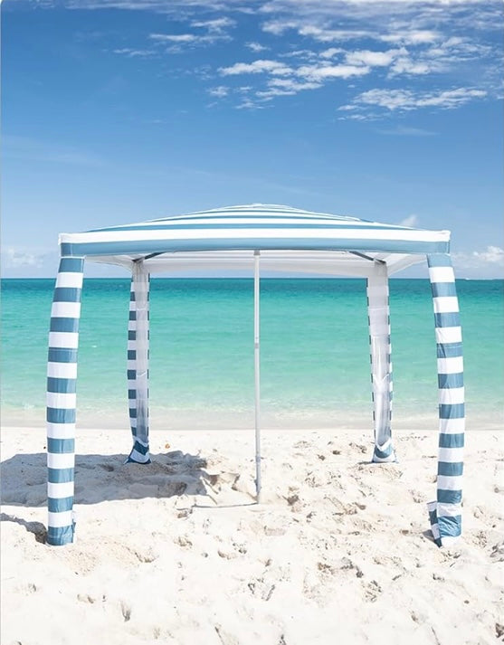 Sombrilla de playa a rayas