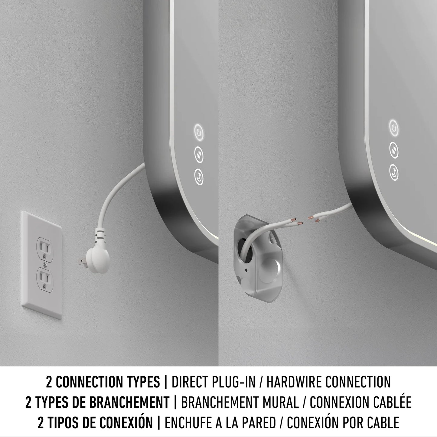 Espejo LED regulable Royce, 3 TCC
